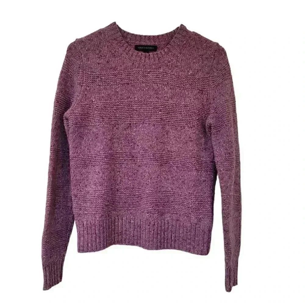 Banana Republic Women's Raspberry Heather Wool/Nylon/Acrylic Knit Crew Neck Long